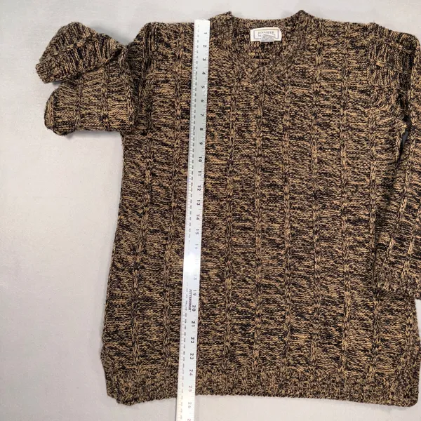 Vintage Jennifer Moore Marled Cable Knit V-Neck Sweater Brown Black Small - Image 6