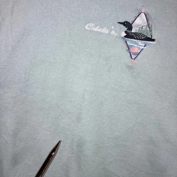 90s Artisans Cabelas Loon Embroidered Sweatshirt XL Grandmacore Mint Green USA - Image 5