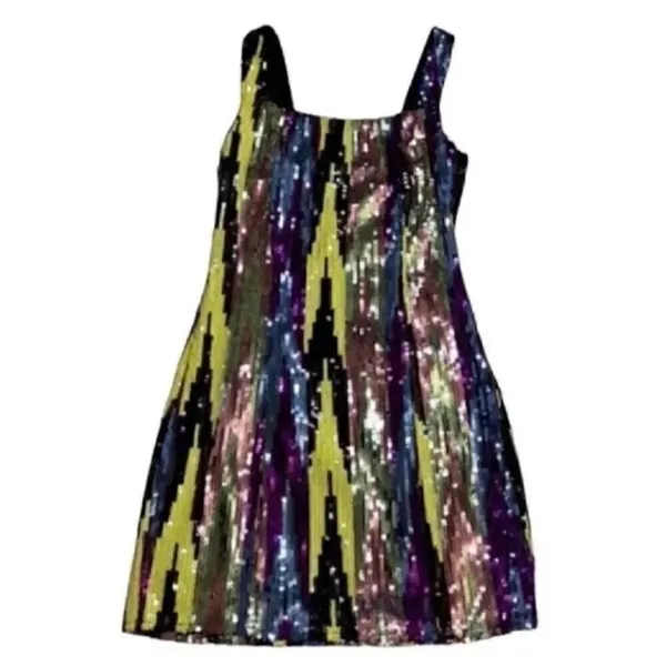 Aqua Sequin Multi-colored Body-con Dress (Size XS) - Image 3
