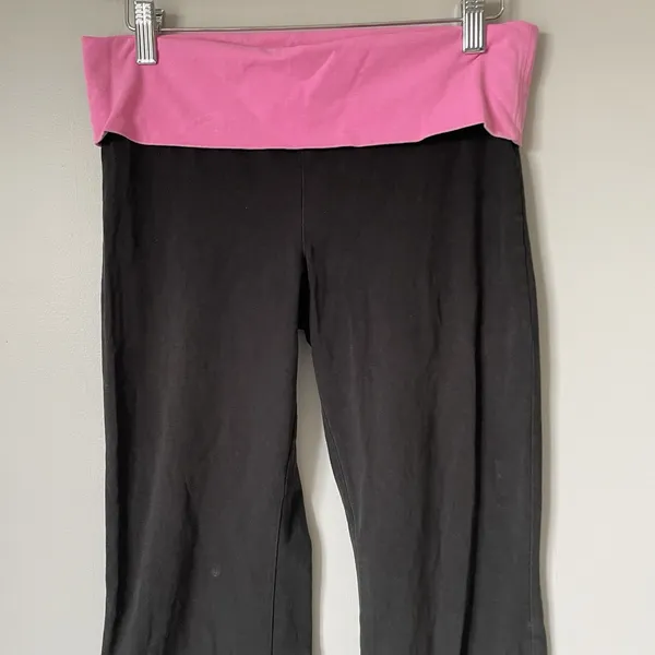 Vintage y2k 2000's Victoria's Secret PINK Fold Over Logo Flare Leggings Small - Image 3