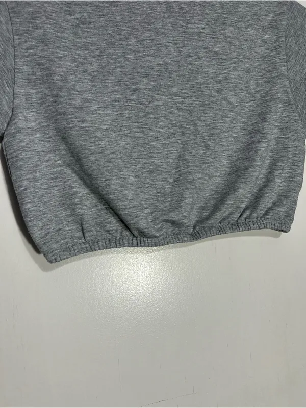 Alo Yoga Womens Short Sleeve Dreamy Crop Top - Dove Heather Grey size S - Image 5