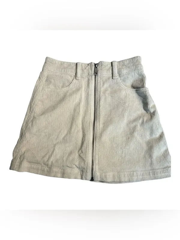 American Eagle Outfitters Cream Zip-Front Mini Skirt Size 2 - Image 4