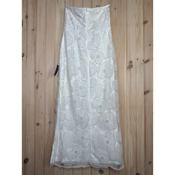 NWT Lulus Loving Mentality White Tulle Beaded Strapless Midi Dress Bridesmaid S - Image 7