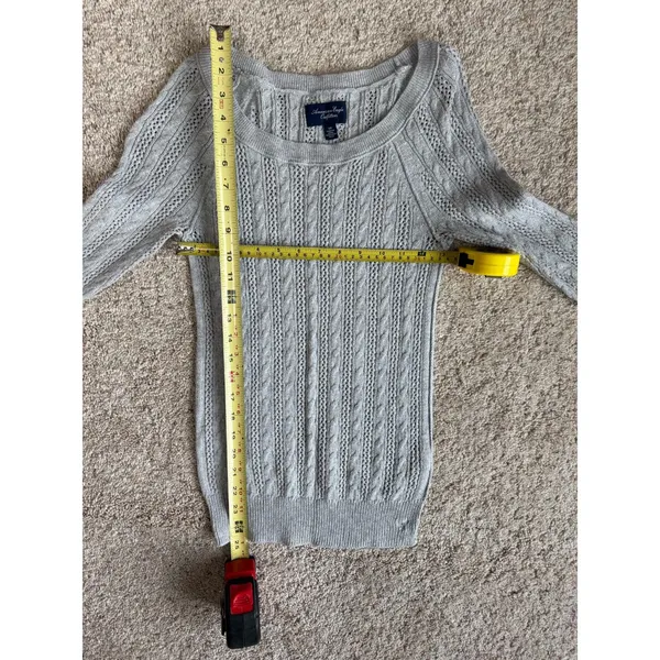 American Eagle Womens Small Gray Knit Pullover Sweater Long Sleeve Top - Image 3