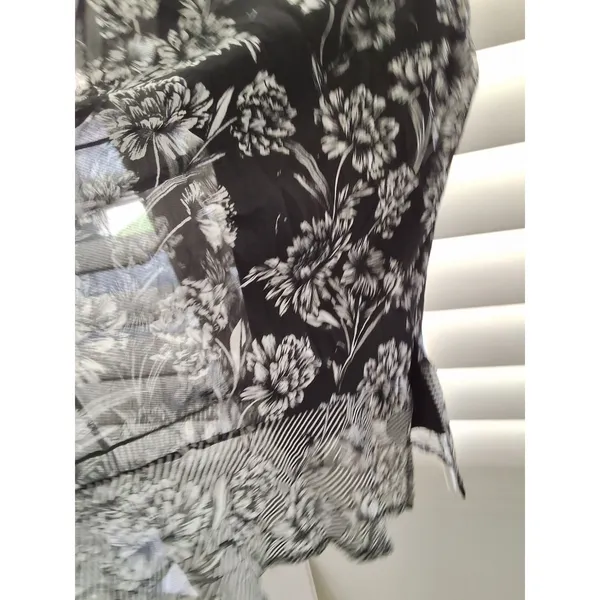 INC International Concepts Womens M Black White Floral Sheer Sleeveless Top - Image 6
