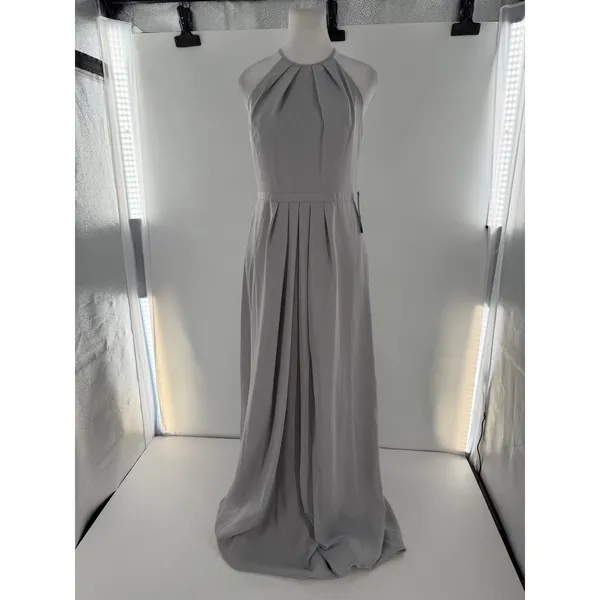 Weddingtown Way Isabelle Gray Halter Maxi Gown Dress Sz 4 Bridesmaid - Image 2