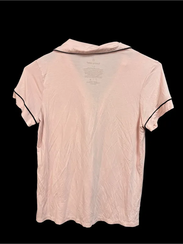 Women’s Pink Short Sleeve Tommy John Pajama Set with Contrast Piping - Image 3