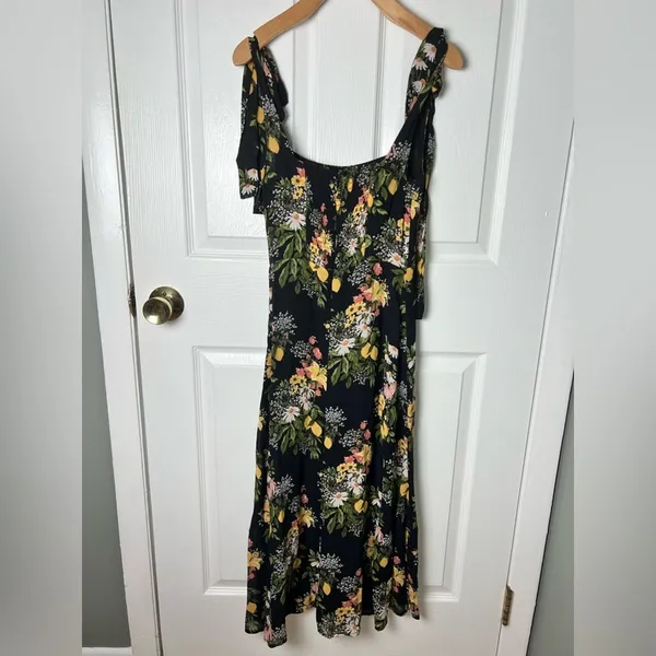Reformation Twilight Tie Bow Sleeveless Midi Dress Sicilia Black Floral 0 - Image 7