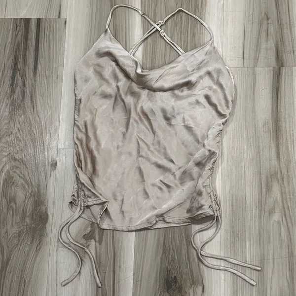 Do+Be Satin Draped Ruched Tank Top Women’s Small - Image 4