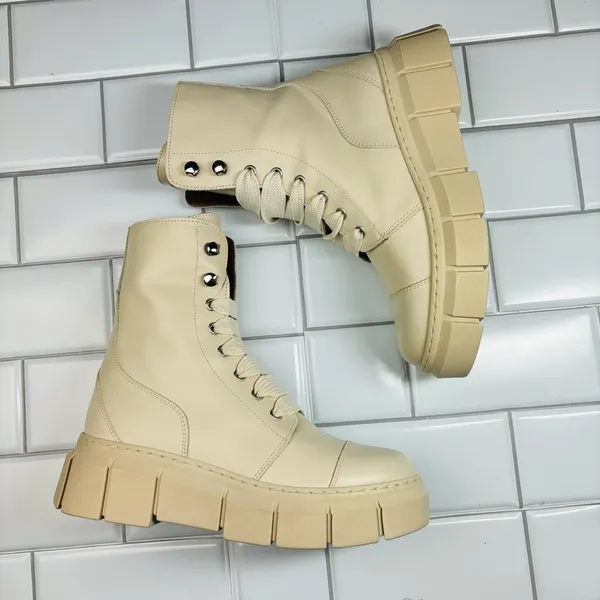 ALOHAS Can Can Leather Lace up Boot in Beige EU 36/US 6‎ - Image 16
