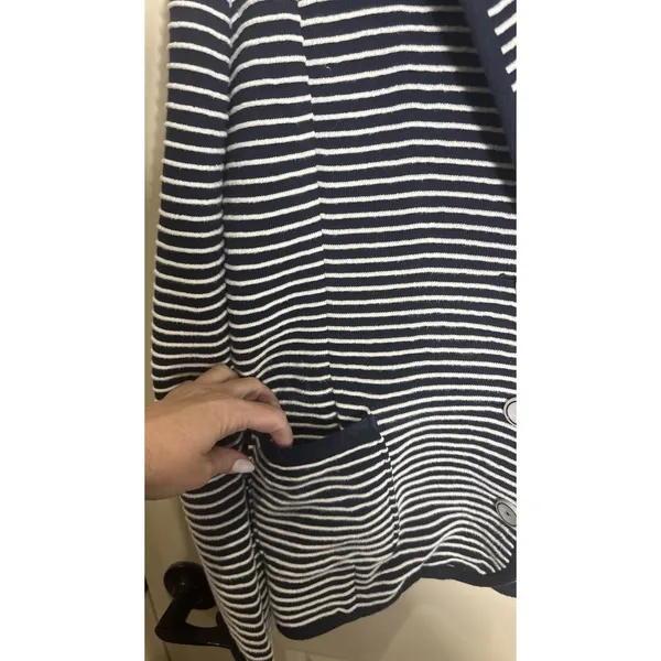Brooks Brothers Supima Cotton Nautical Cardigan‎ Sweater XL Navy/White Striped - Image 13