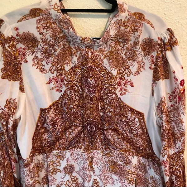 Free People Lady Luck Dress L Cream/Rust - Image 6