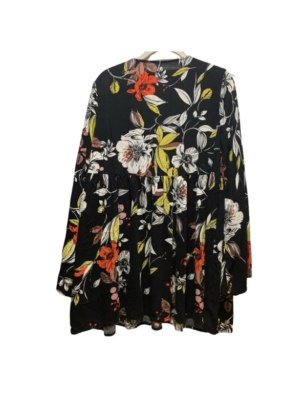 Free People Bella Floral Tunic / Mini Dress Bell Sleeves Womens size M Boho - Image 4