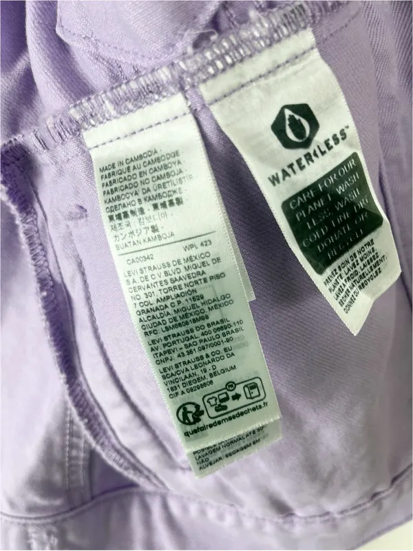 LEVI’S Lavender Denim Front Button Long Sleeves Pockets Trucker Jean Jacket XS - Image 5