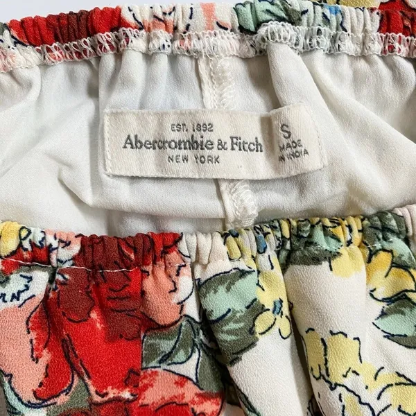 Abercrombie‎ & Fitch Floral Off-The-Shoulder Ruffle Mini Dress White Small - Image 8