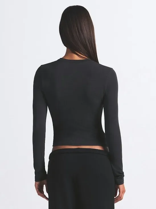 Skims Cotton Jersey Long Sleeve T-Shirt in Soot Size Medium New with tag - Image 6