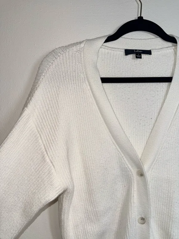 Lulus Ivory White Button Up Cropped Cardigan Sweater Knit - Image 4