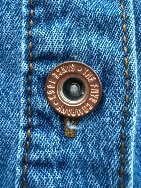 Frye Western Denim Dress Womens Large Blue Country Cowgirl Button Front Mini EUC - Image 6