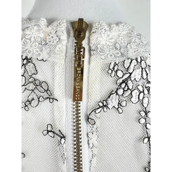 Bronx & Banco White Lace Floral Illusion Midi Dress Fits S Ethereal Elegance - Image 5