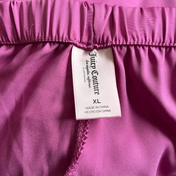 Juicy Couture Sz XL Hot Pink Satin Pajama‎ Pants Joggers Lounge Pull On - Image 3