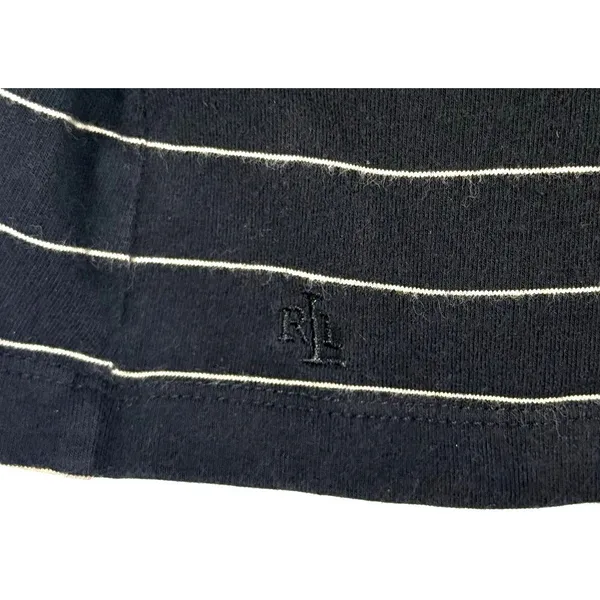 Lauren Ralph Lauren Top Large Black Stripe Boat Neck Cotton Coastal Preppy - Image 3