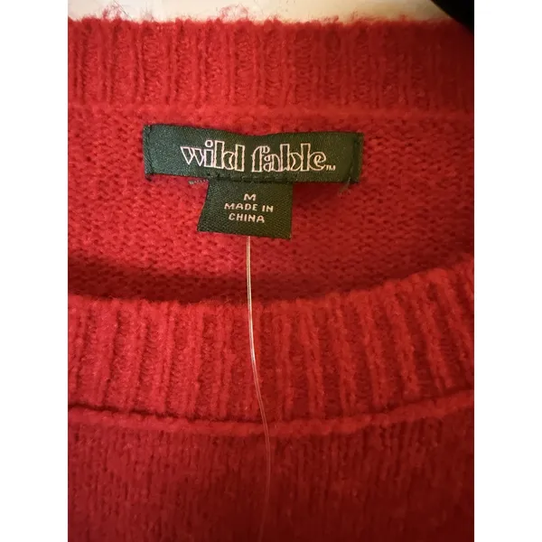 Wild Fable Cropped Lightweight Crewneck Pullover Sweater Red Women’s M New - Image 3