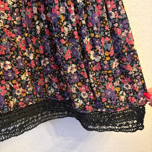Natural Life Ditsy Floral Shirt Dress M Cottage Crochet Lace Trim Pockets Swing - Image 7