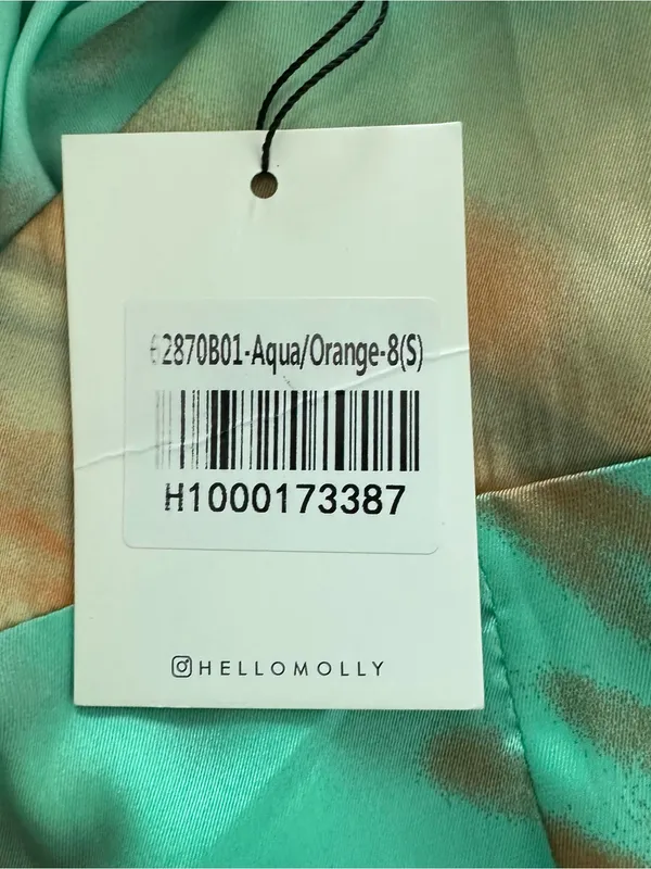 Hello Molly Starts With A Kiss Wrap Dress Orange Aqua Size 4/S NEW NWT Tie Dye - Image 6