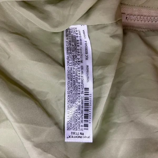 Zara Light Beige Puffer‎ Jacket Full Zip Water Repellent Oversize Size M - Image 9