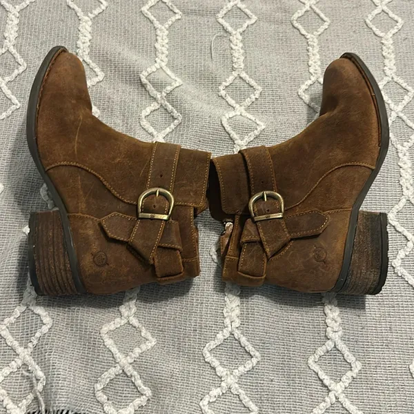 Born Brown Ankle Booties with Buckle Size 8 - Image 7