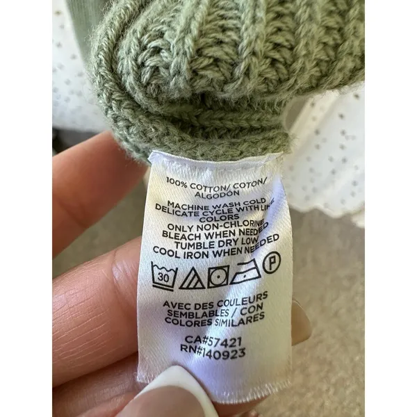 LOFT Women's 100% Cotton Dolman Long Sleeve Drop Shoulder Sage Knit Sweater L - Image 6