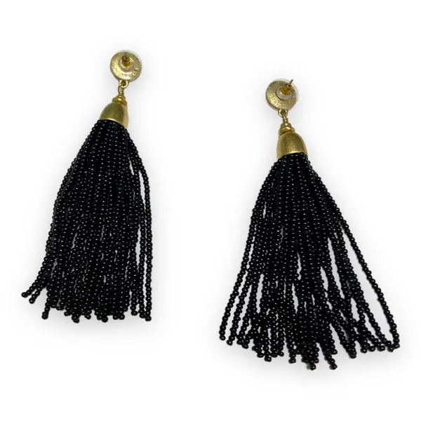 Stella & Dot Gita‎ Tassel Earrings Black Drop Dangle Seed Bead New - Image 4