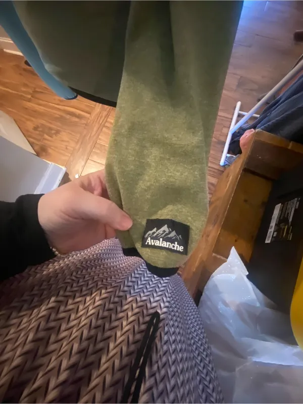Avalanche Olive Green Beanie with Mountain Patch - Image 3