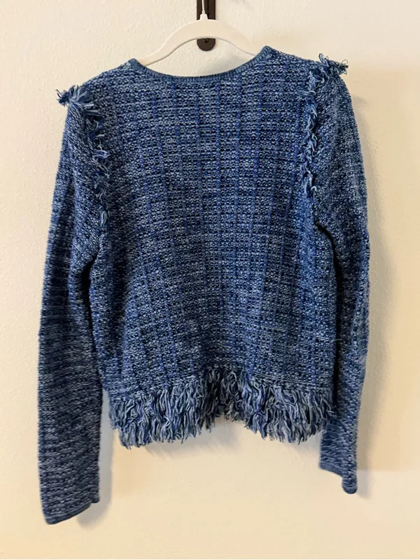 Lilly Pulitzer Simora Fringe Tweed Cardigan - Blue - Image 10
