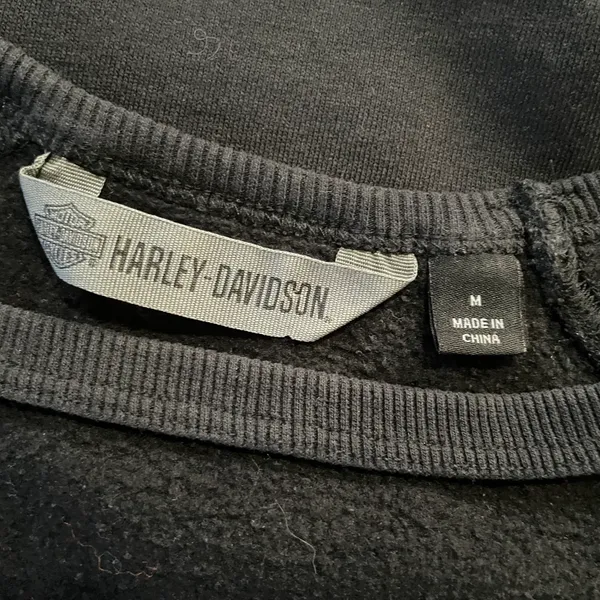 Harley Davidson Distressed Black Logo Sweatshirt Size M - Image 7