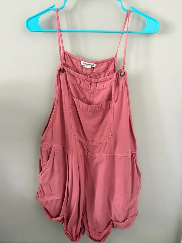 🪸Billabong Wild Pursuit Pink Romper Shorts Overalls Jumper Bibs🪸 ~medium - Image 3