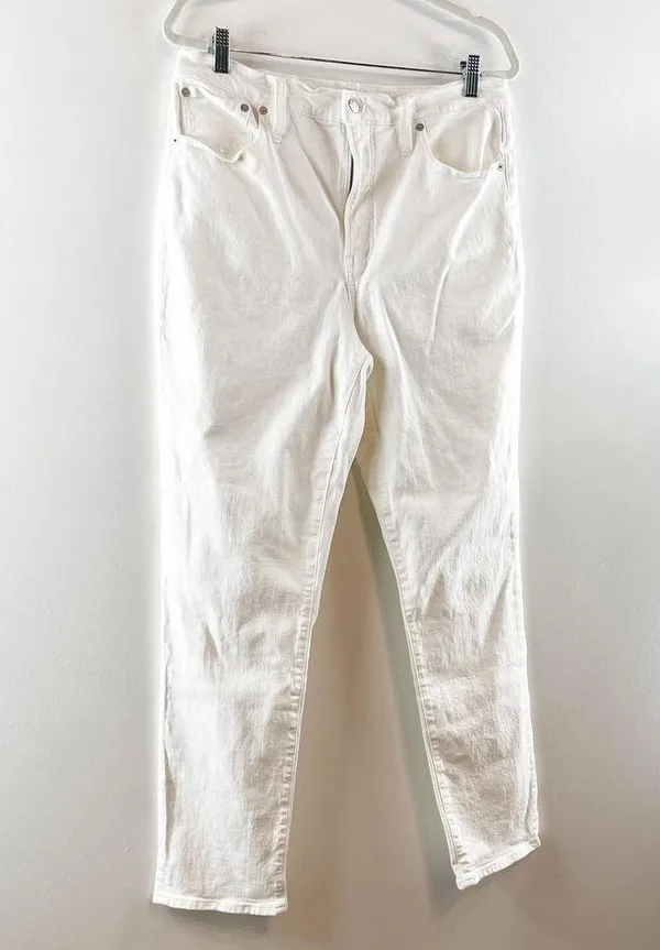 Madewell The Perfect Vintage High Rise Tapered Mom Jeans Tile White 30 Tall - Image 8