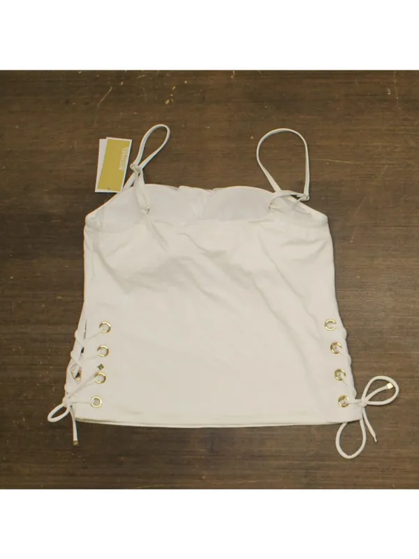 NWT Michael Michael Kors Womens Grommet Tankini Swim Top MM30322 White M - Image 3
