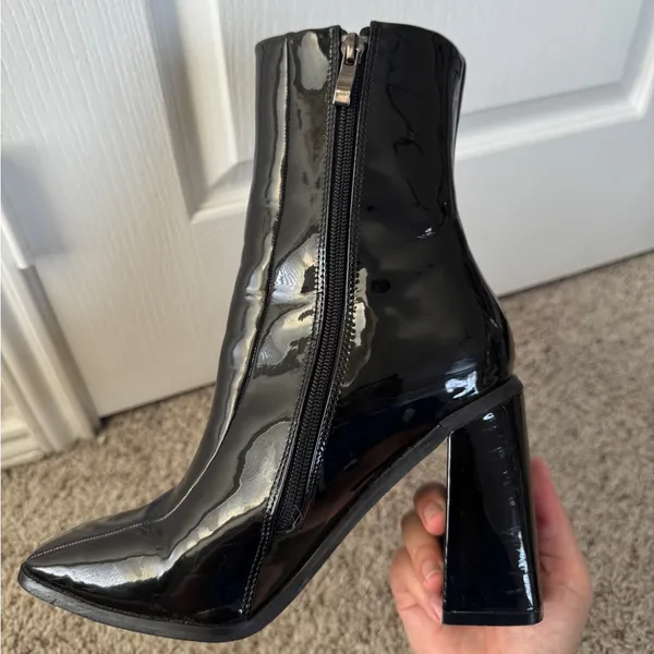 Nasty Gal Going Out Glossy Black Heeled Boots - Image 6