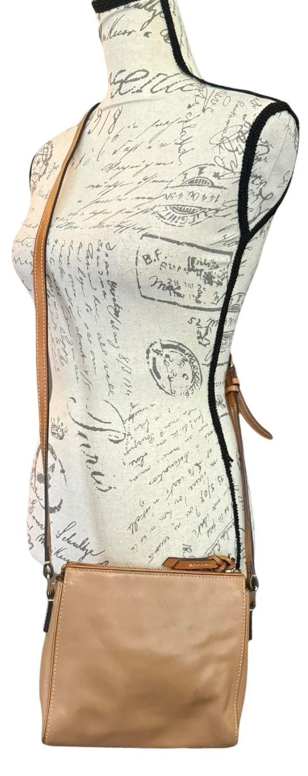 Dooney & Bourke Triple Zip Peyton Brown Leather Crossbody Purse - Image 2