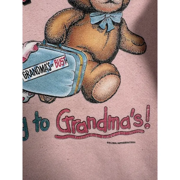 Vintage Grandma Sweatshirt Fruit of the Loom Medium Pink Teddy Bear Long‎ Sleeve - Image 7