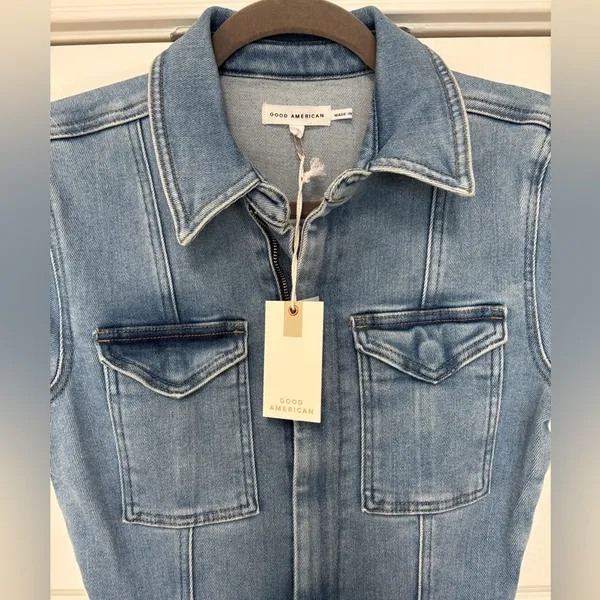 Good American Fit for Success Denim Jumpsuit Women’s size 1 - Image 5