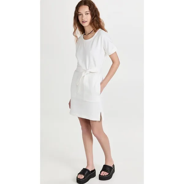 NWT Rebecca Minkoff Iman Dress White Mini French Terry Belted Cotton Size XL - Image 3