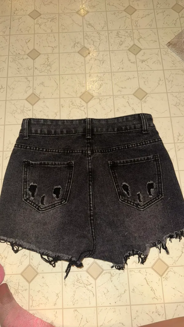 Shein Denim Shorts Black Distressed - Image 2