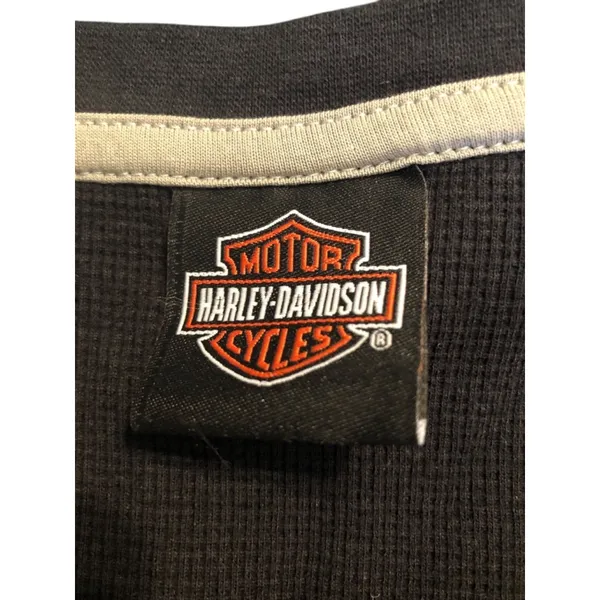Harley-Davidson Long Sleeve Henley Top Size M Black - Image 4