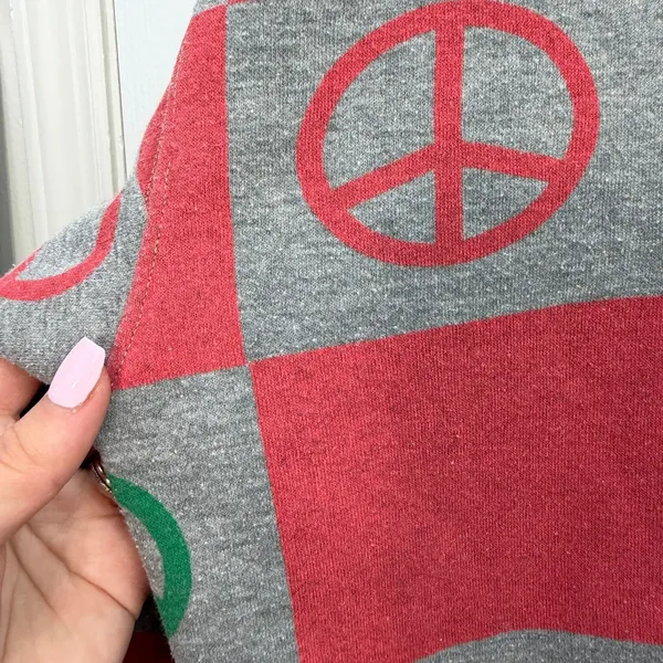 Mighty Fine red checkered crewneck cropped long sleeve sweatshirt casual large L - Image 5