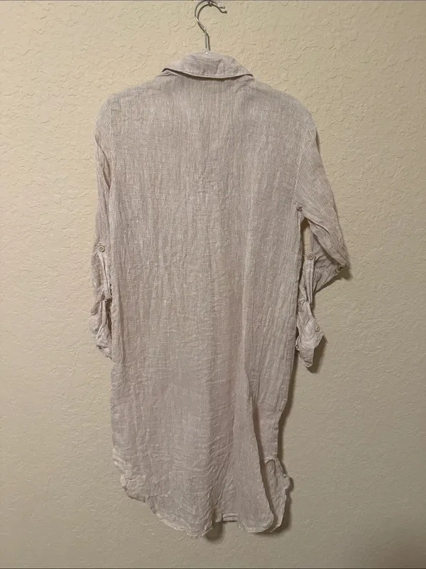 Magaschoni Women's Linen Tunic in Natural Cream - Image 3