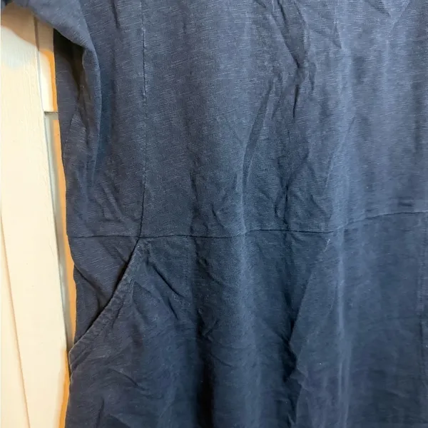 J. Jill Navy Blue Cotton T-Shirt Pocket Dress - Image 6