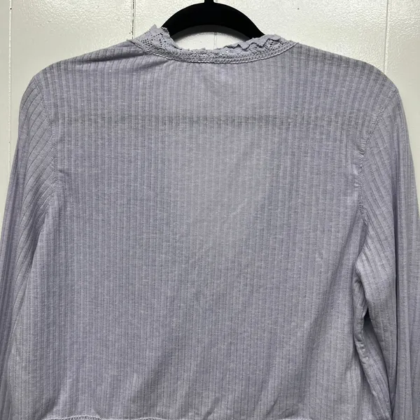 Free People Linen Blend Bohemian Cropped Lavender Women's Boxy Top Size Large - Image 7