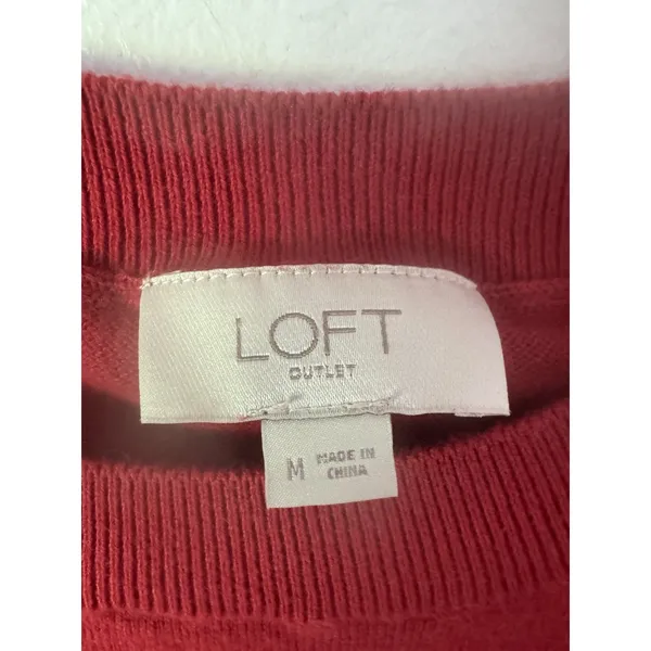 LOFT Red Penguin Love Sweater Women’s Size Medium - Image 4